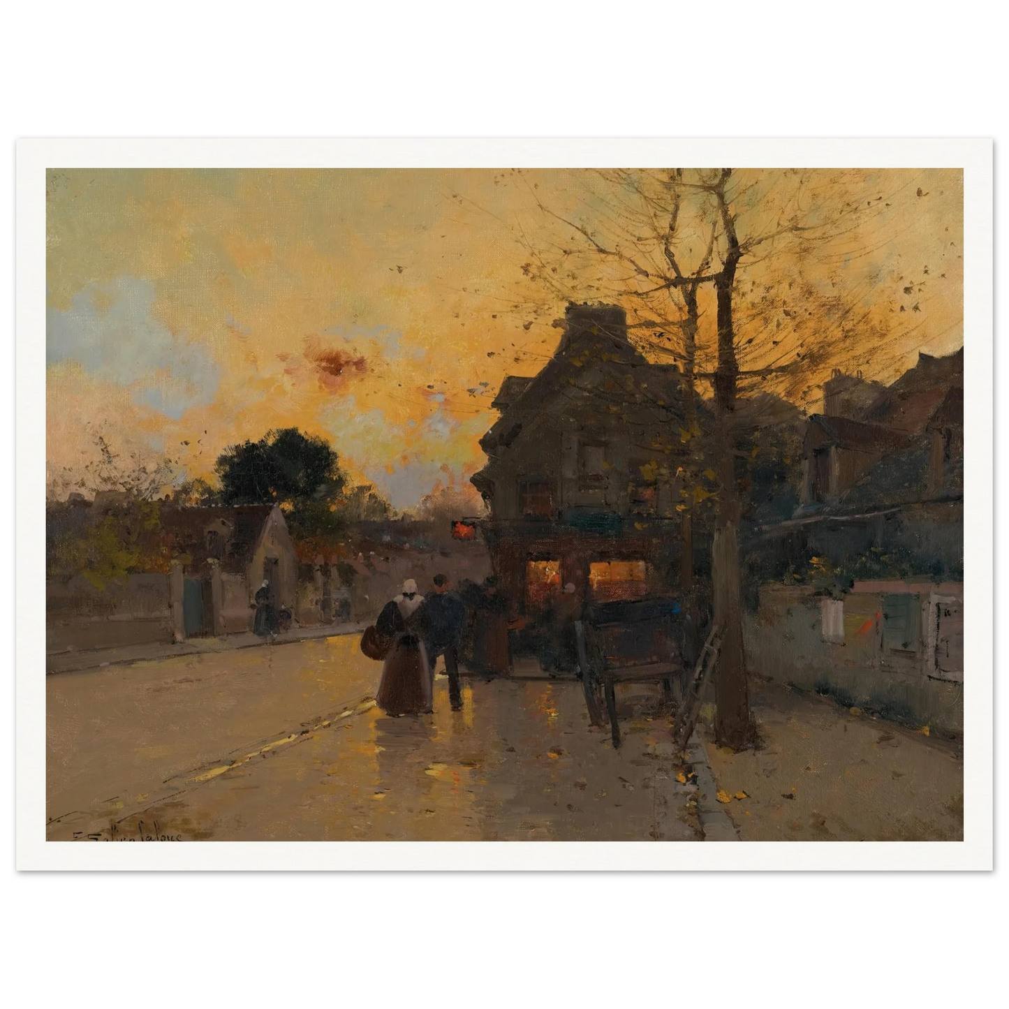 Village, Un Soir D’automne Art Print | Eugene Galien Laloue-Quipham Collections