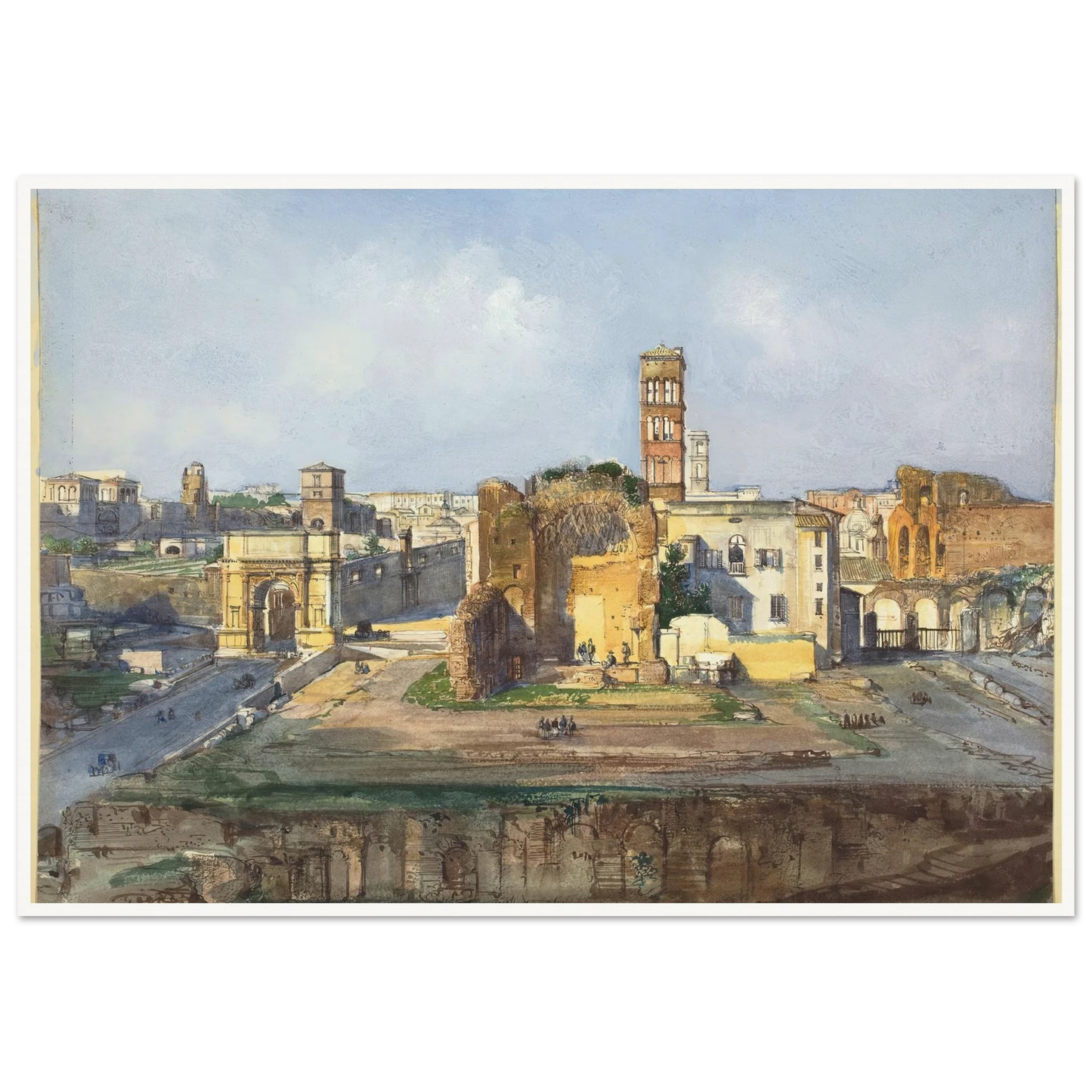 The Arch of Titus and the Temple of Venus and Rome near the Roman Forum Art Print | Ippolito Caffi-Quipham Collections