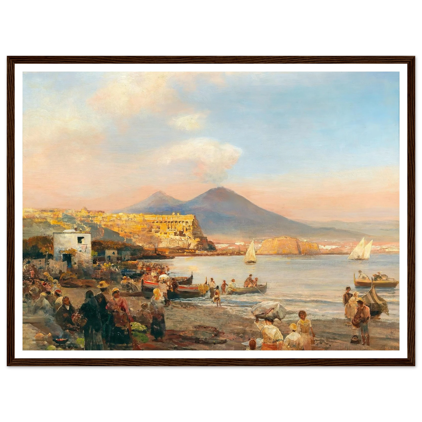 Sunset In The Bay Of Naples Art Print | Oswald Achenbach-Quipham Collections