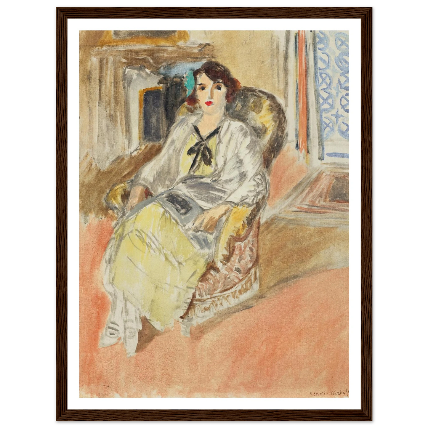 Jeune fille assise, robe jaune (1921-1922) Art Print | Henri Matisse-Quipham Collections