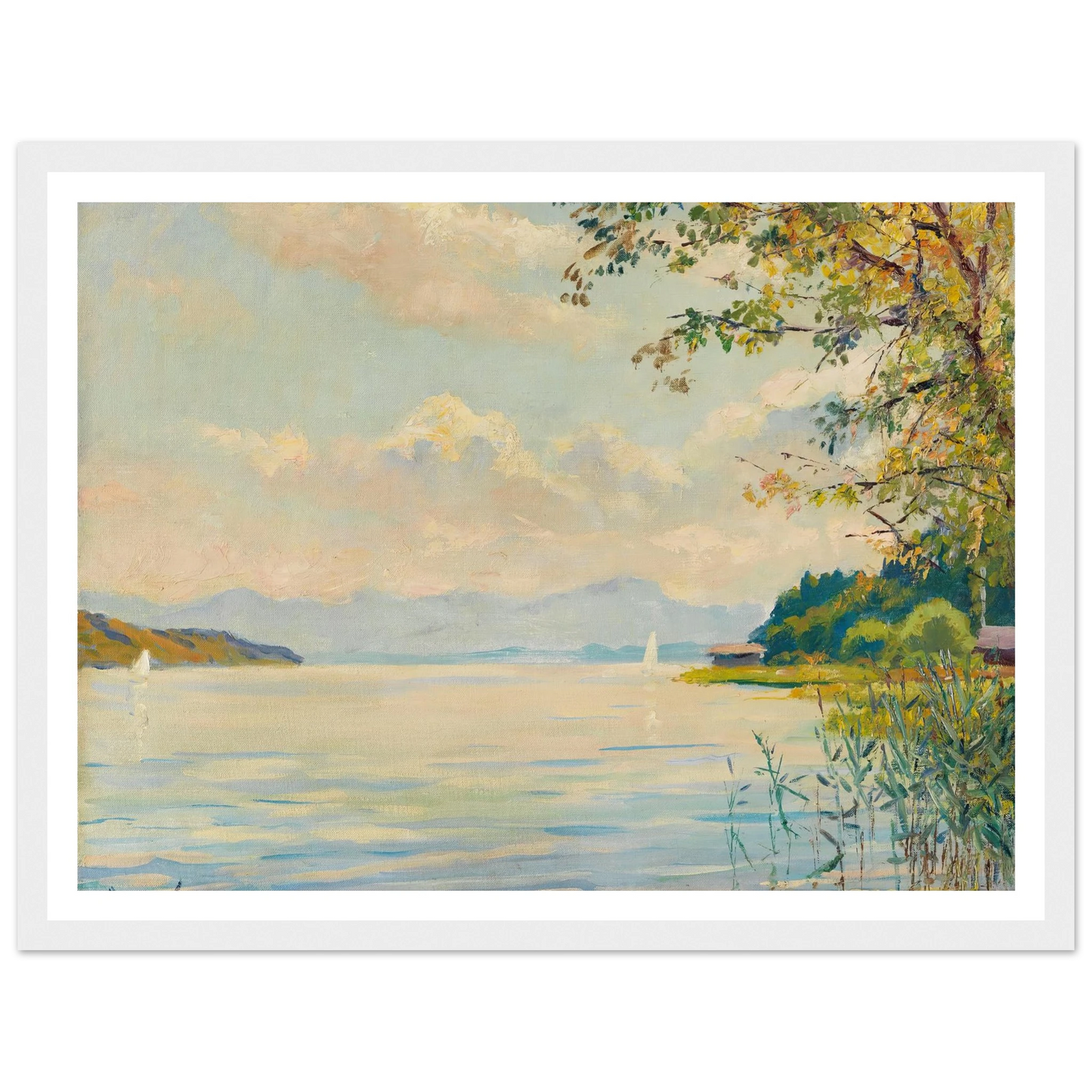 Lake Starnberg – distant view (1920) Art Print | Edward Cucue-Quipham Collections