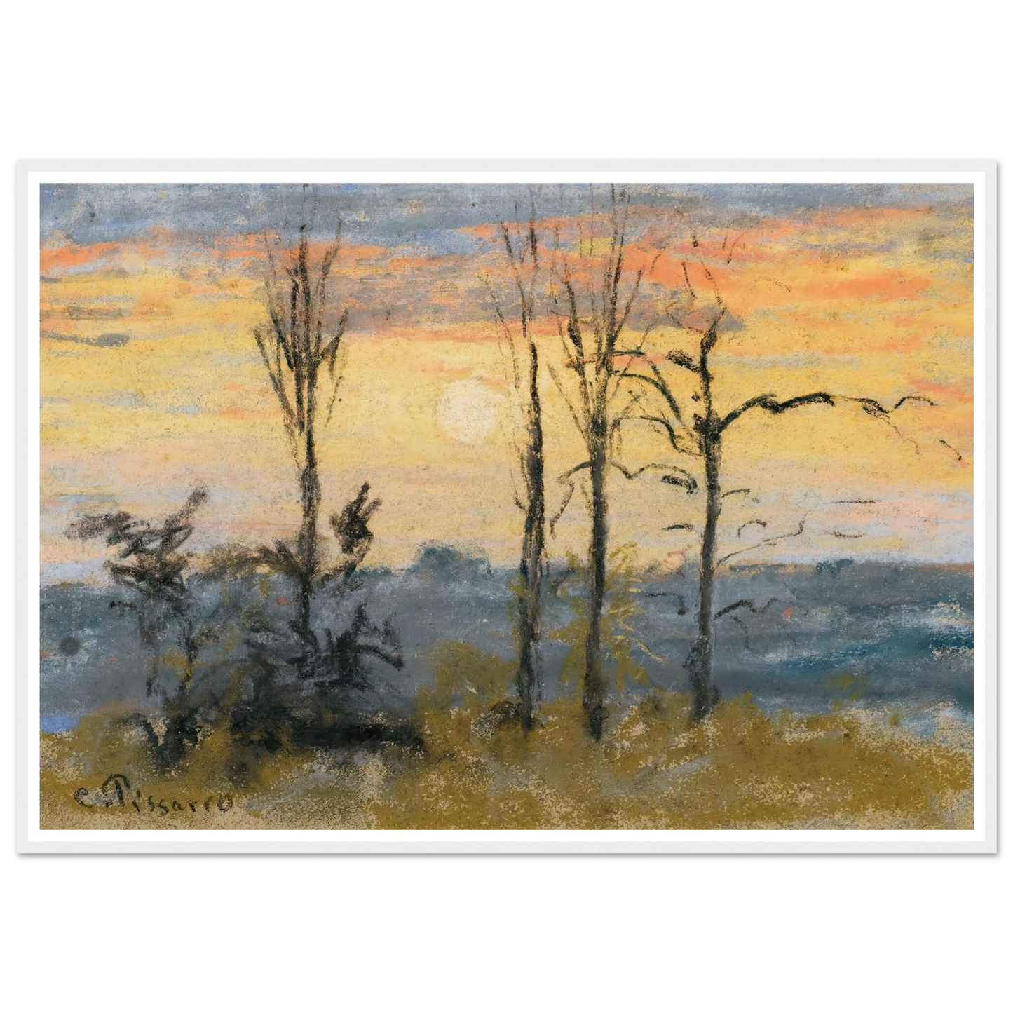 Coucher De Soleil Art Print | Camille Pissarro-Quipham Collections