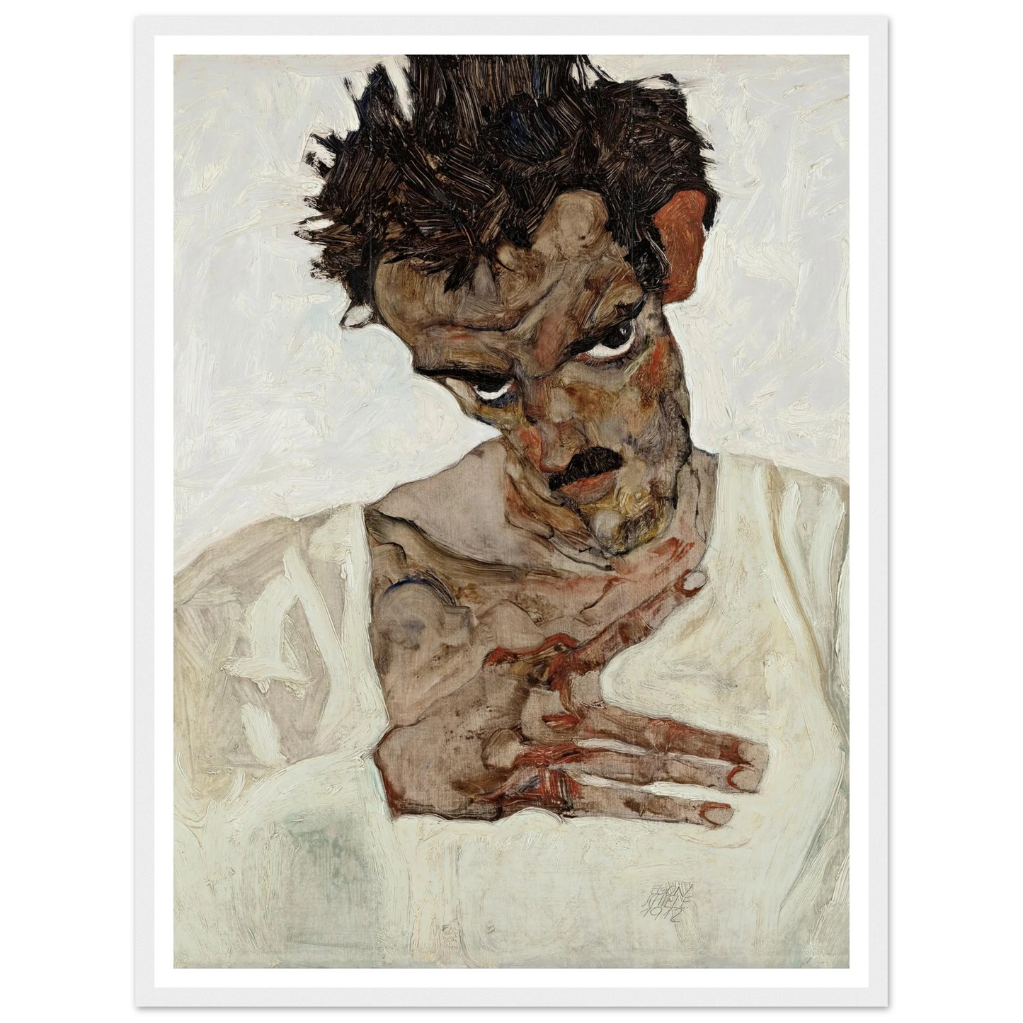 Self-Portrait With Lowered Head (1912) Art Print | Egon Schiele-Quipham Collections