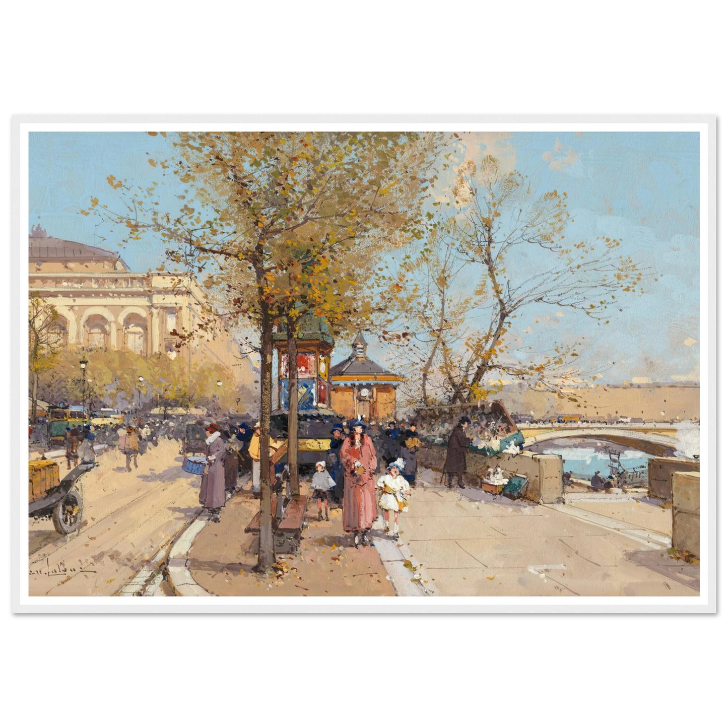 A stroll by the Seine Art Print | Eugene Galien Laloue-Quipham Collections