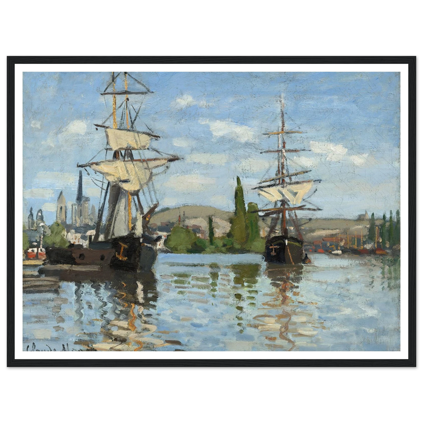 Ships Riding on the Seine at Rouen (1872-1873) Art Print | Claude Monet-Quipham Collections