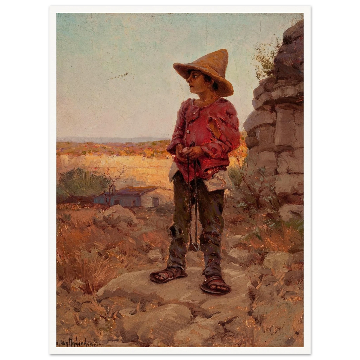 Goat Herder at the San Antonio Quarry (1909) Art Print | Julian Onderdonk-Quipham Collections
