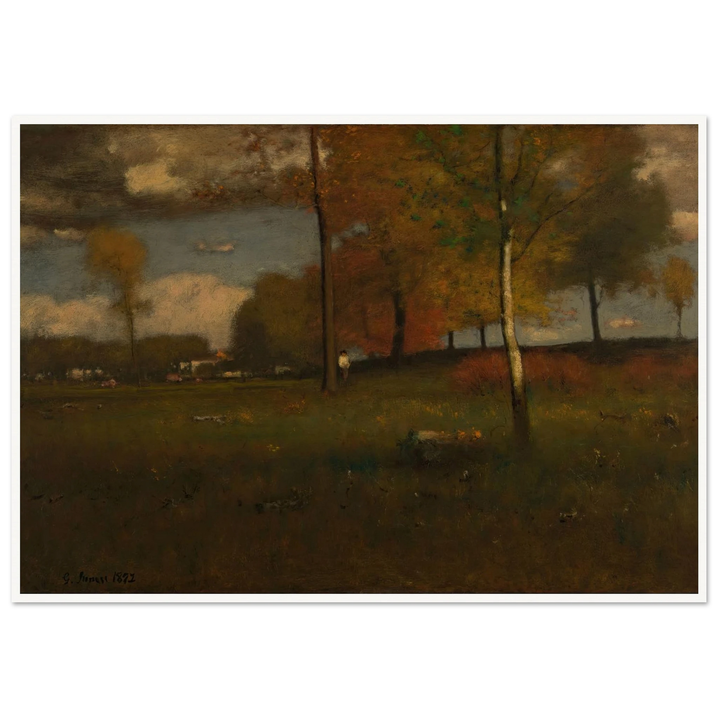 Near the Village, October (1892) Art Print | George Inness-Quipham Collections
