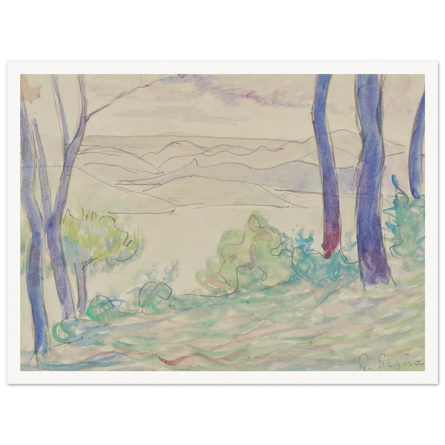 Paysage méditerranéen (1895) Art Print | Paul Signac-Quipham Collections