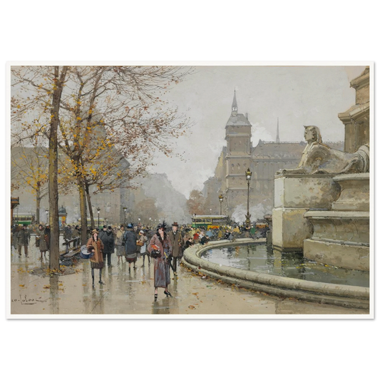 La fontaine du Palmier, place du Châtelet Art Print | Eugene Galien Laloue-Quipham Collections