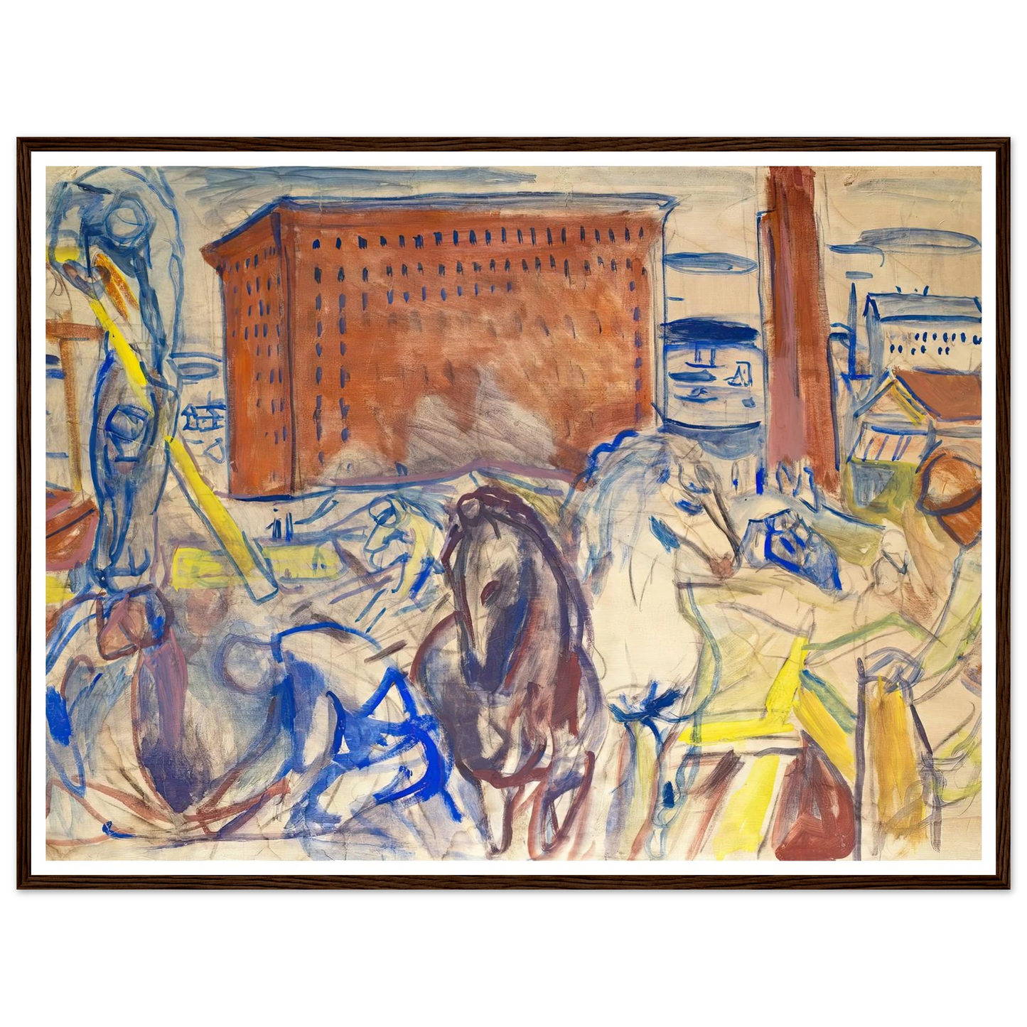Horse Team on a Building Site (1928–1929) Art Print | Edvard Munch-Quipham Collections