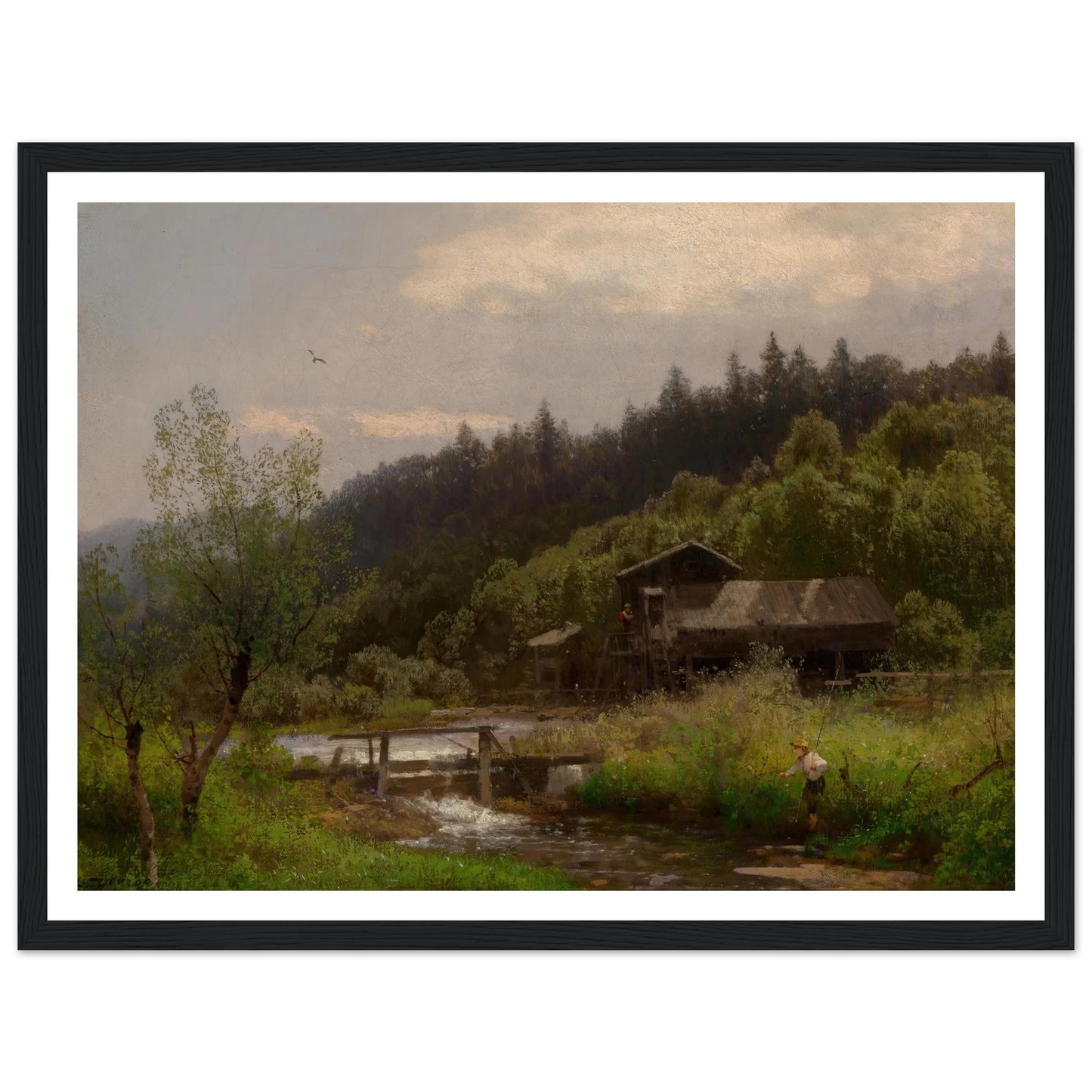Farm House by the Creek Art Print | Hermann Ottomar Herzog-Quipham Collections
