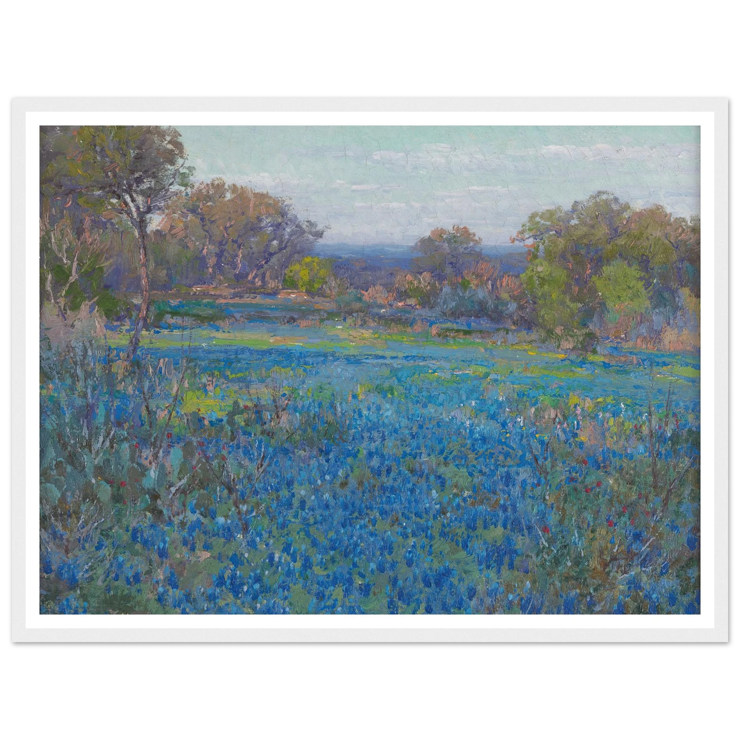 A field of Blue Bonnets, late afternoon sunlight (1919-1920) Art Print | Julian Onderdonk-Quipham Collections