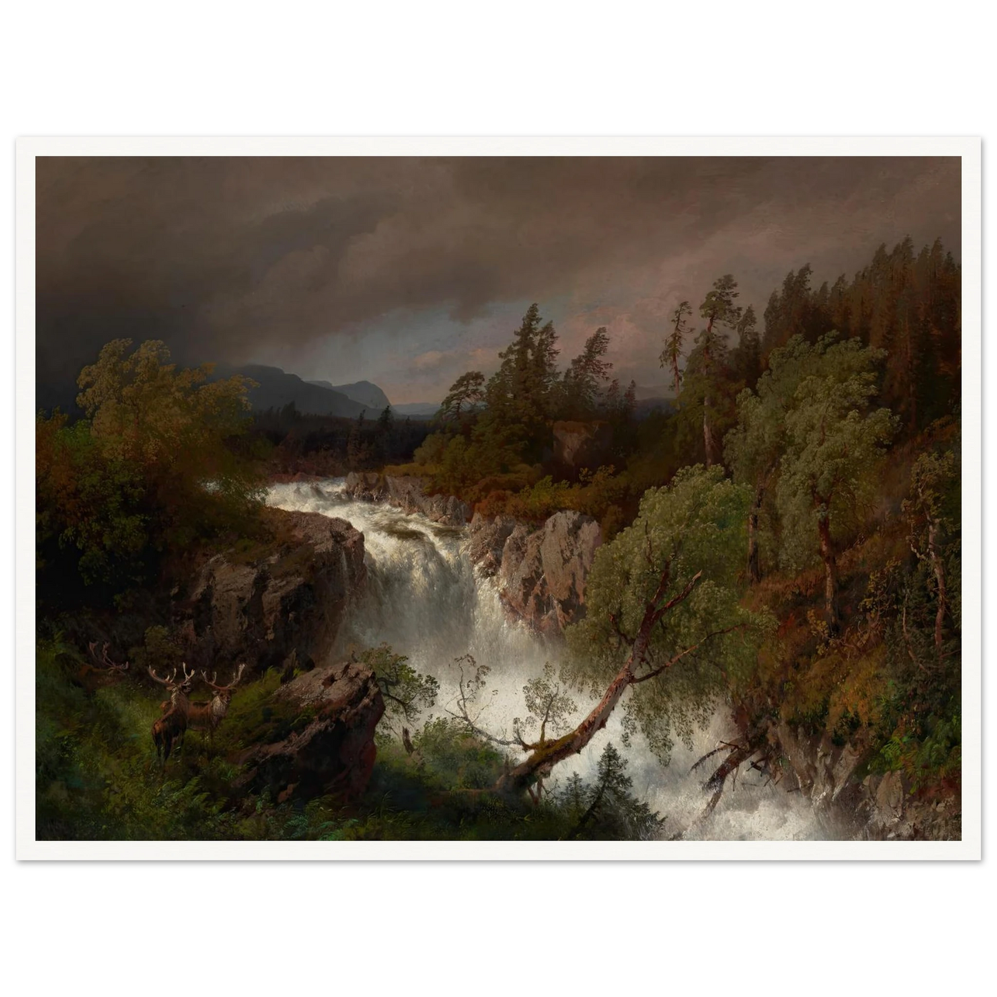 Waterfall in Telemarken Norway (1879) Art Print | Hermann Ottomar Herzog-Quipham Collections
