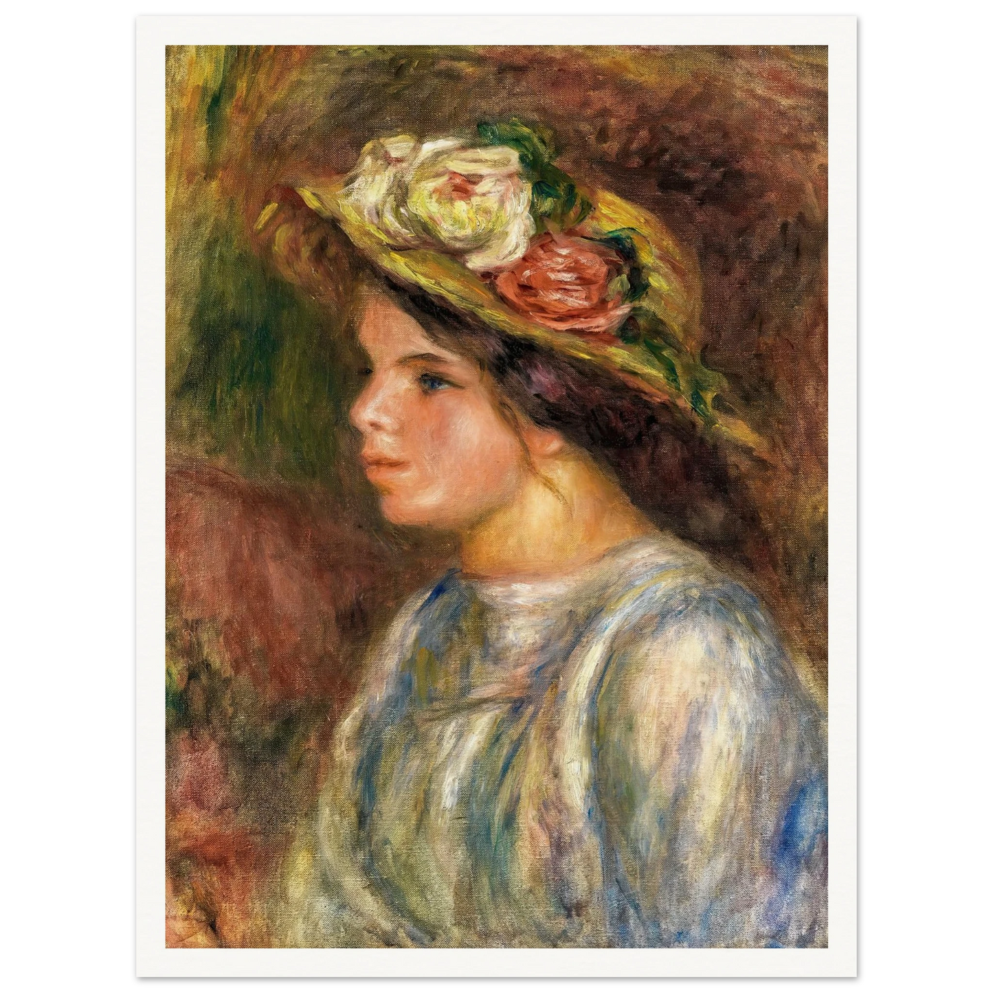 Buste De Femme, Chapeau De Paille Garni (circa 1914) Art Print | Pierre Auguste Renoir-Quipham Collections