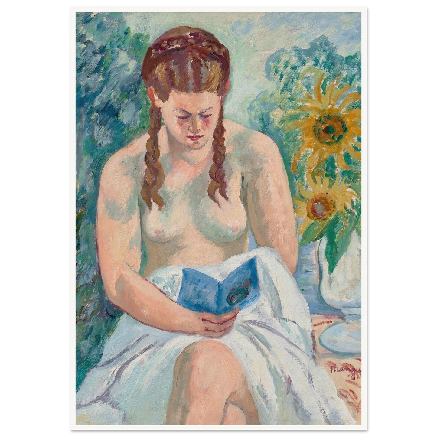 Geneviève Sauty nue lisant (1945) Art Print | Henri Manguin-Quipham Collections