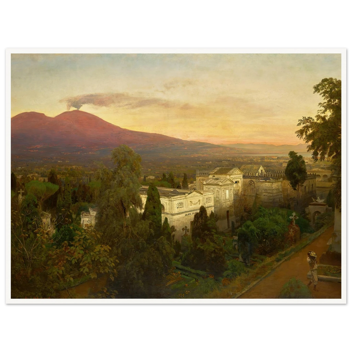 Campo Santo in Poggioreale, the Vesuvius Beyond Art Print | Oswald Achenbach-Quipham Collections