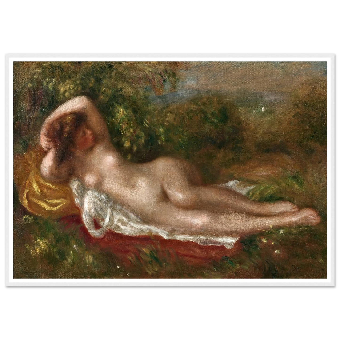 Jeune femme nue couchée dans l’herbe (circa 1900) Art Print | Pierre Auguste Renoir-Quipham Collections