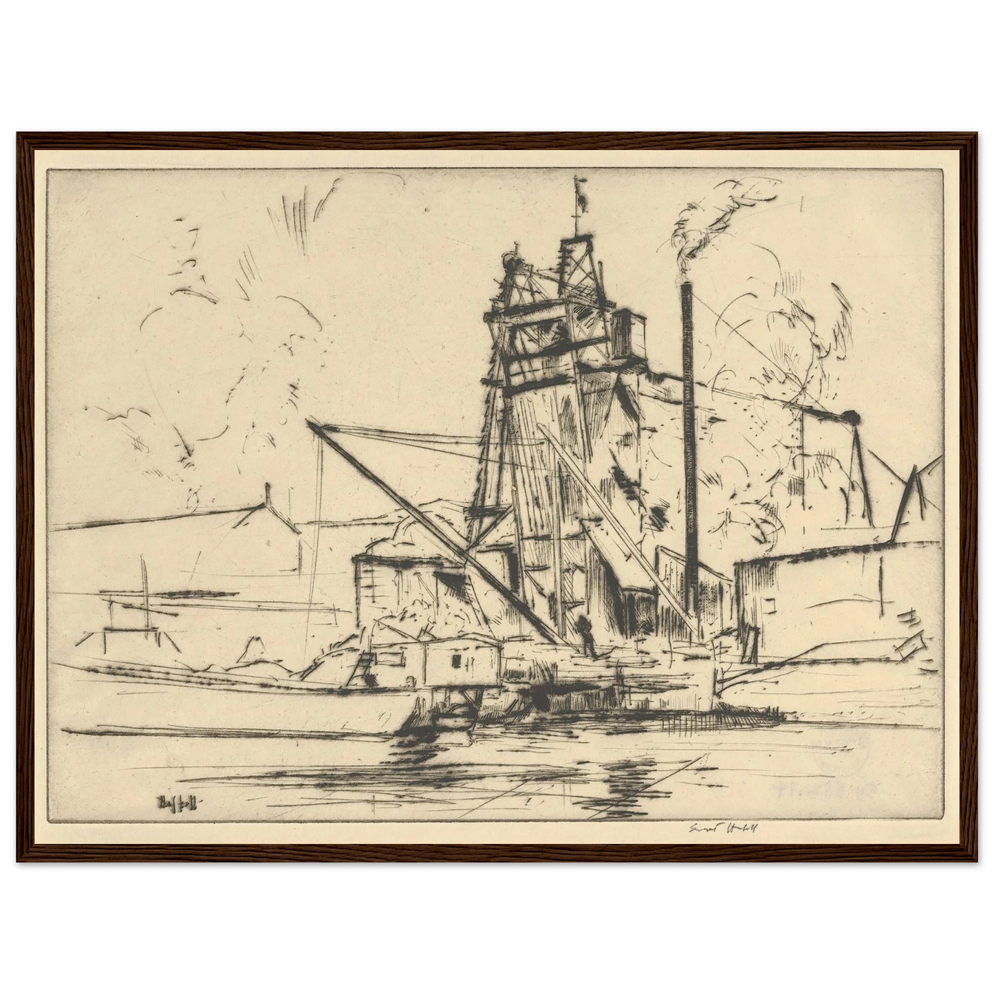 Bridgeport Docks (probably 1918) Art Print | Ernest Haskell-Quipham Collections