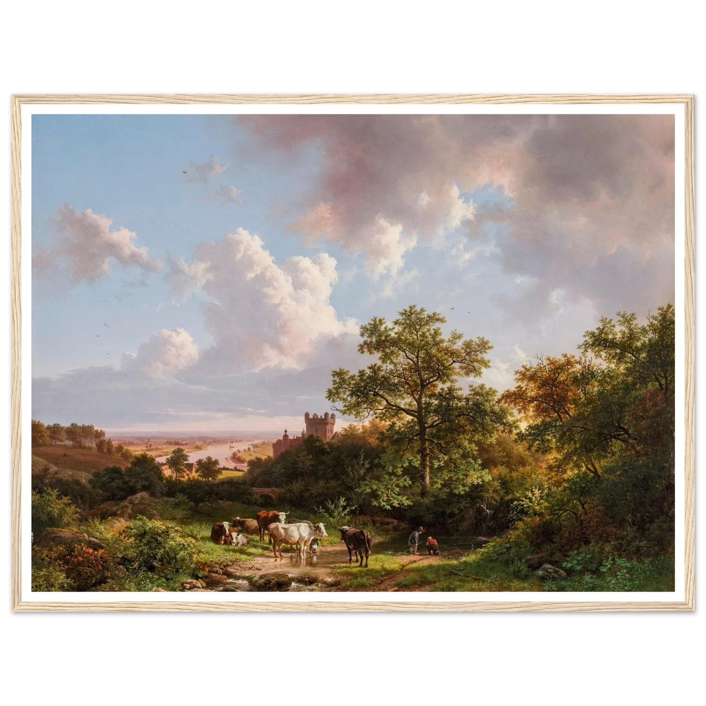 A panoramic landscape with a view on the Middle-Rhine with a castle (1841) Art Print | Barend Cornelis Koekkoek-Quipham Collections