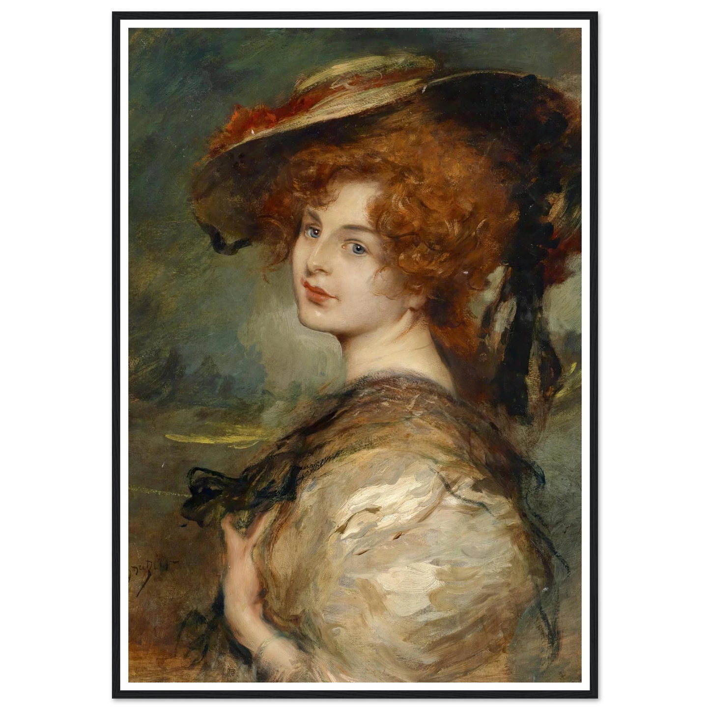Bildnis einer Dame mit rotem Haar und Hut Art Print | Leopold Schmutzler-Quipham Collections