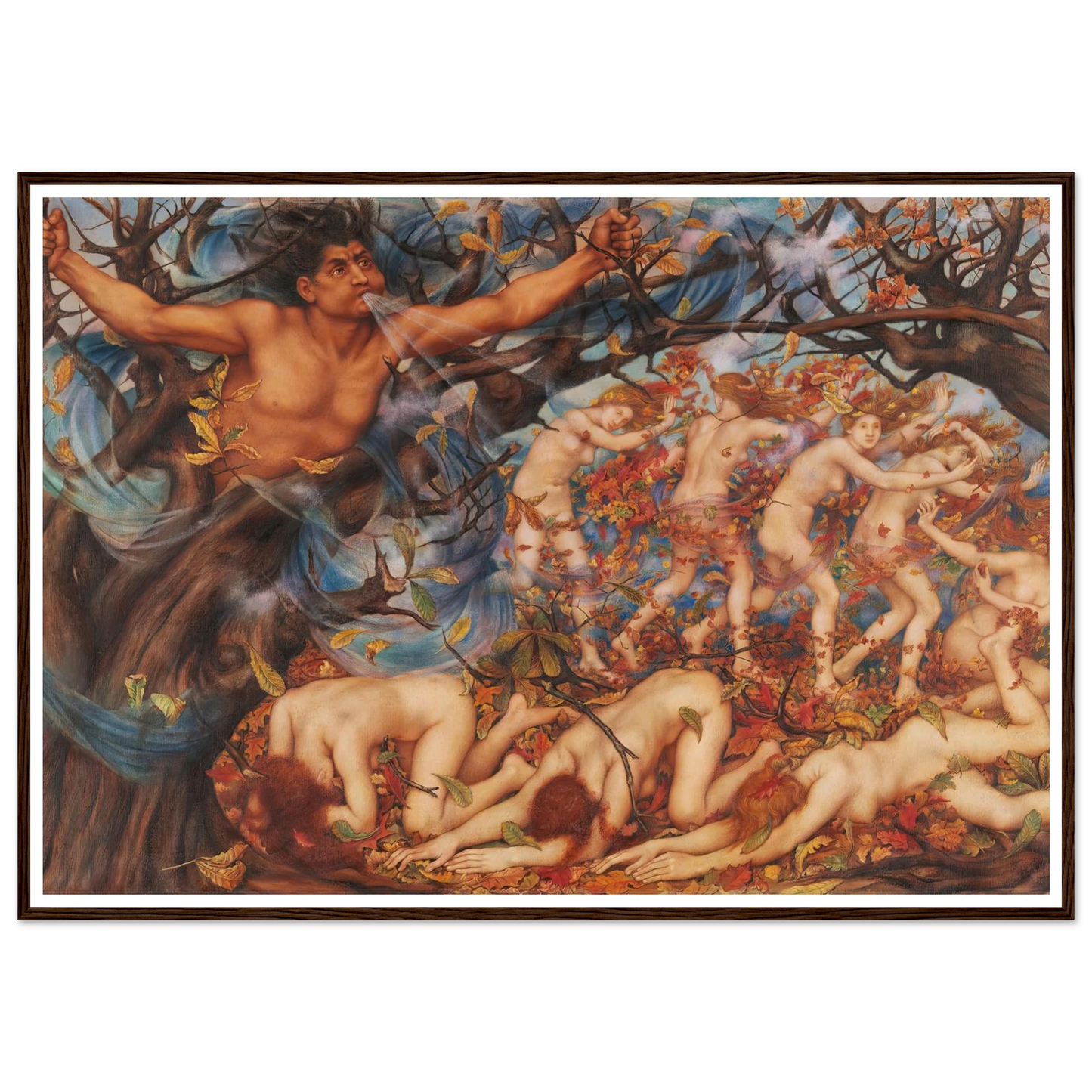 Boreas and the Fallen Leaves (1910) Art Print | Evelyn de Morgan-Quipham Collections