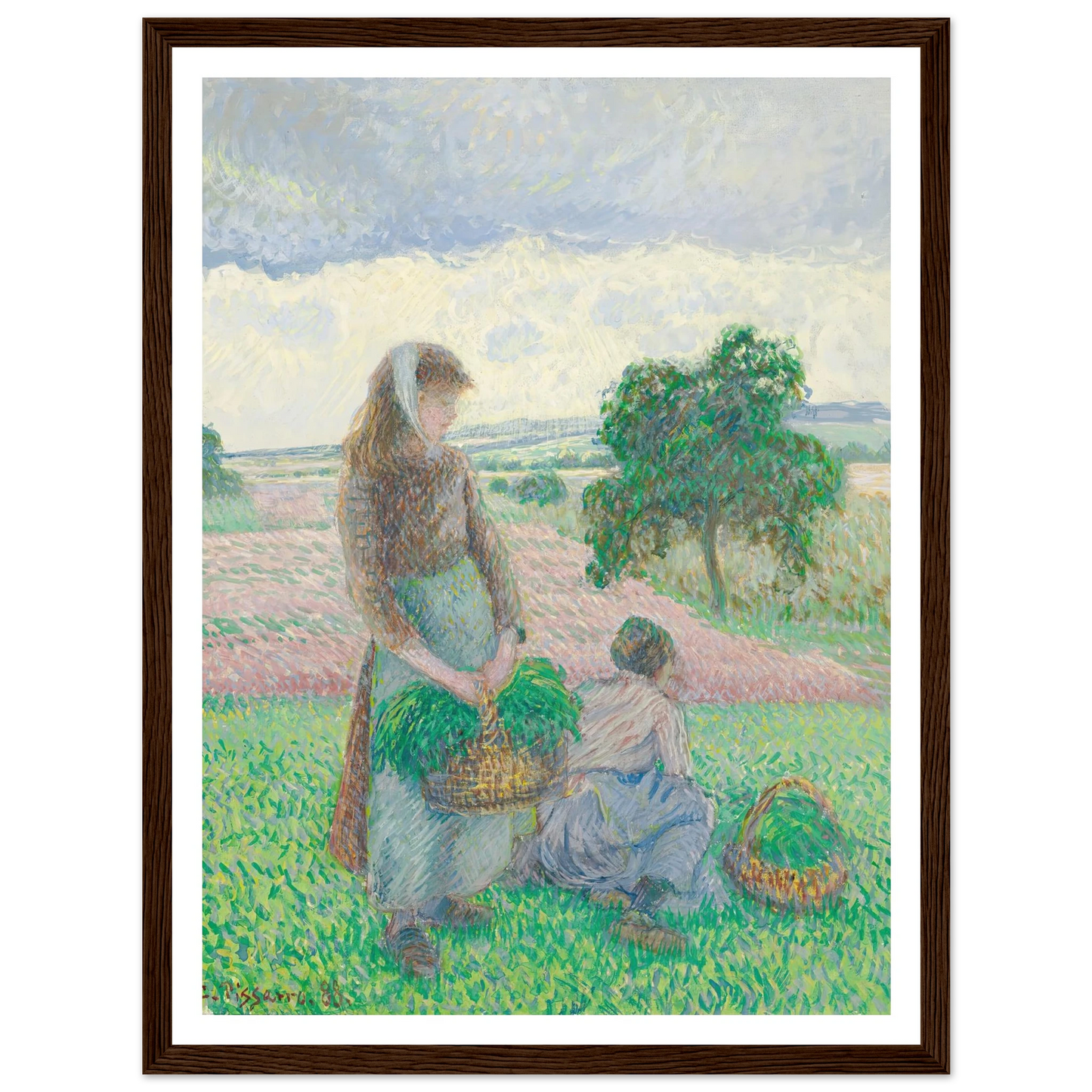 Paysannes portant un panier (1888) Art Print | Camille Pissarro-Quipham Collections