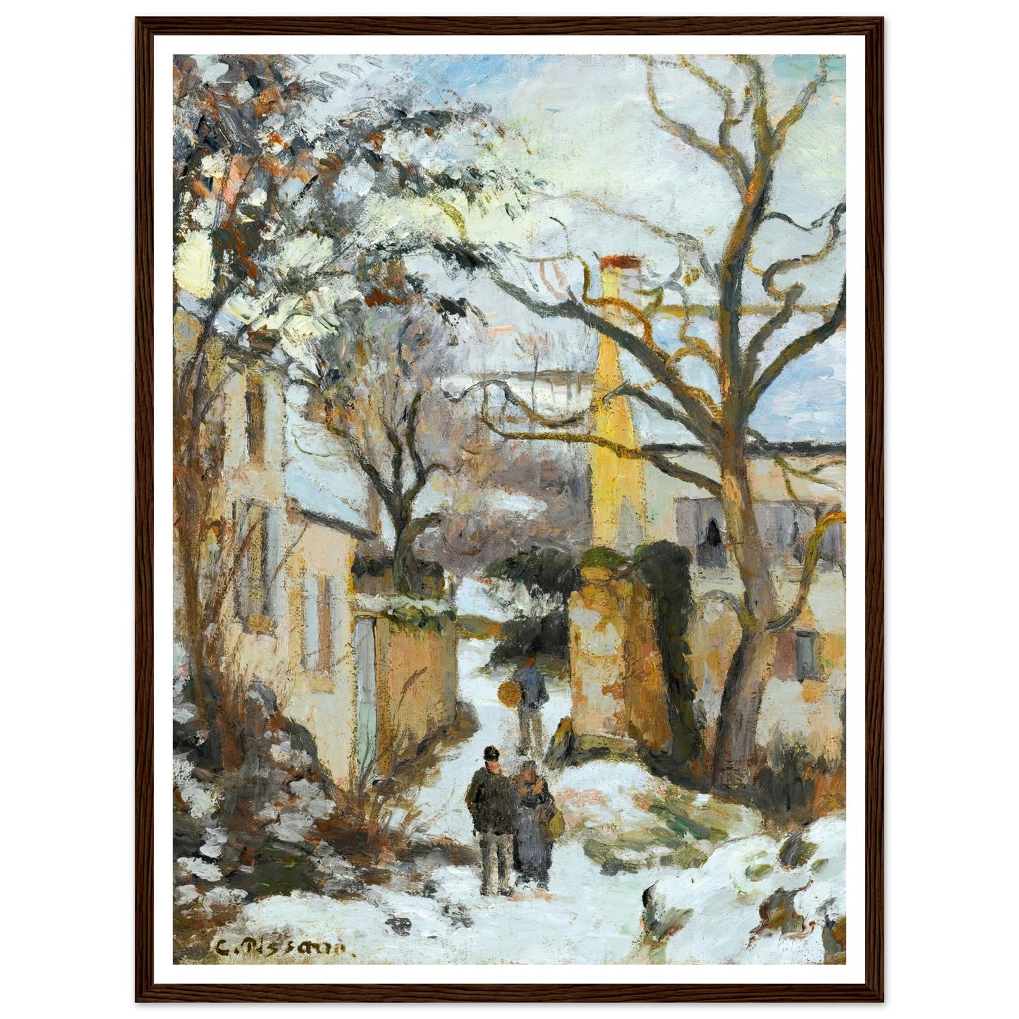 La Maison Rondest Sous La Neige, Pontoise Or Chemin De L’hermitage, Pontoise, Sous La Neige (circa 1875) Art Print | Camille Pissarro-Quipham Collections