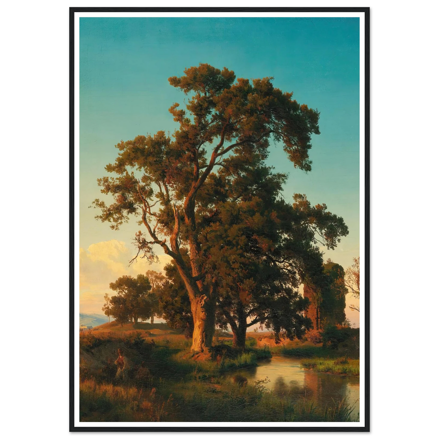 A majestic tree in the evening light Art Print | Oswald Achenbach-Quipham Collections
