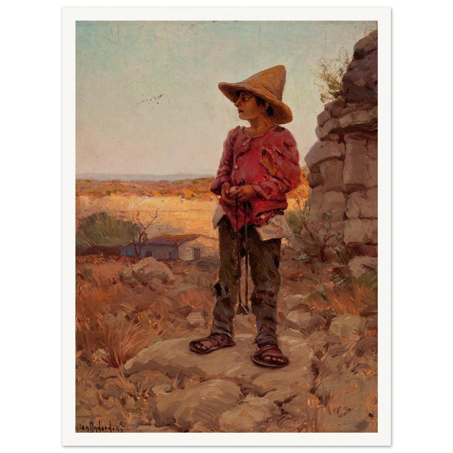 Goat Herder at the San Antonio Quarry (1909) Art Print | Julian Onderdonk-Quipham Collections