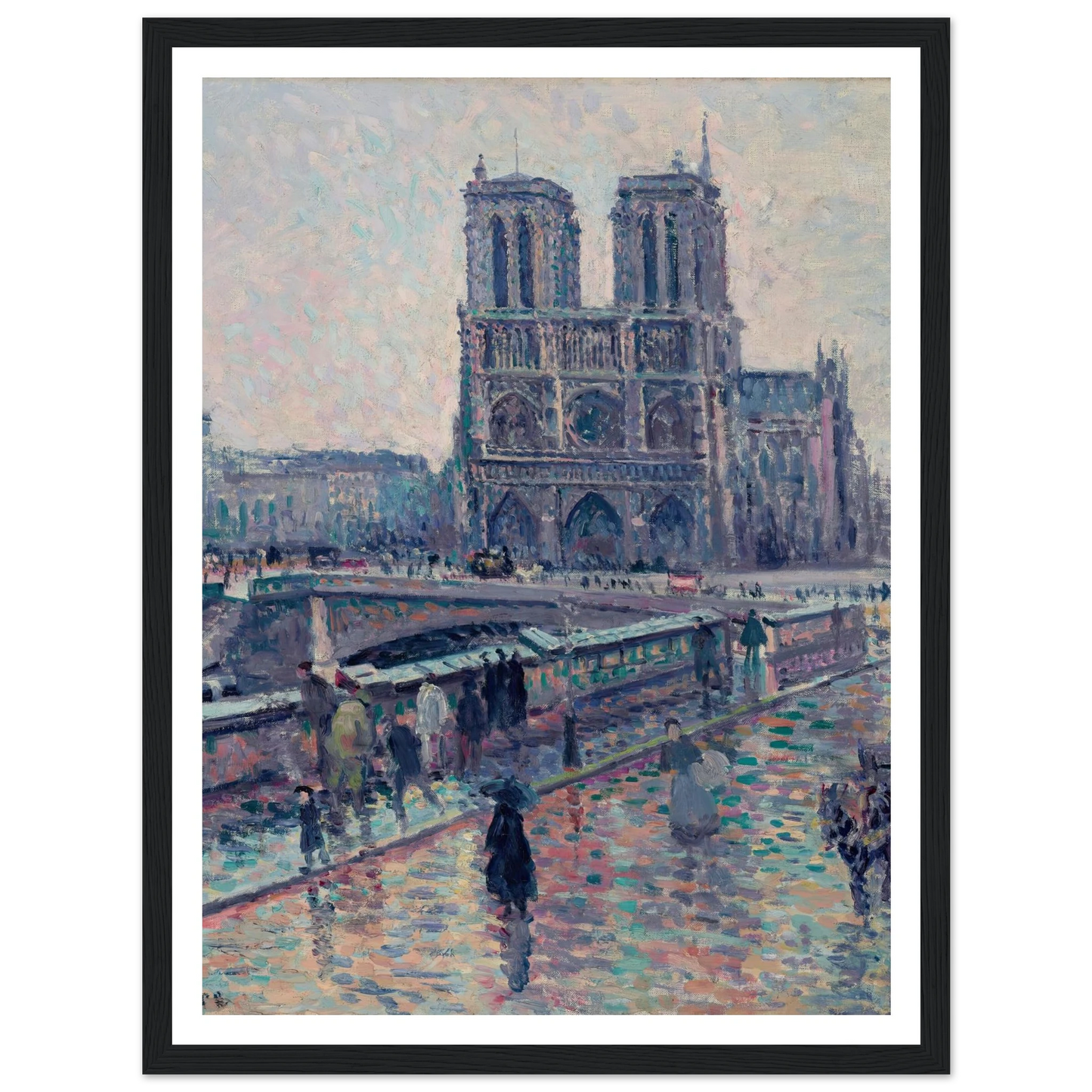 Bords de la Seine avec Notre-Dame sous la pluie (1900) Art Print | Maximilien Luce-Quipham Collections
