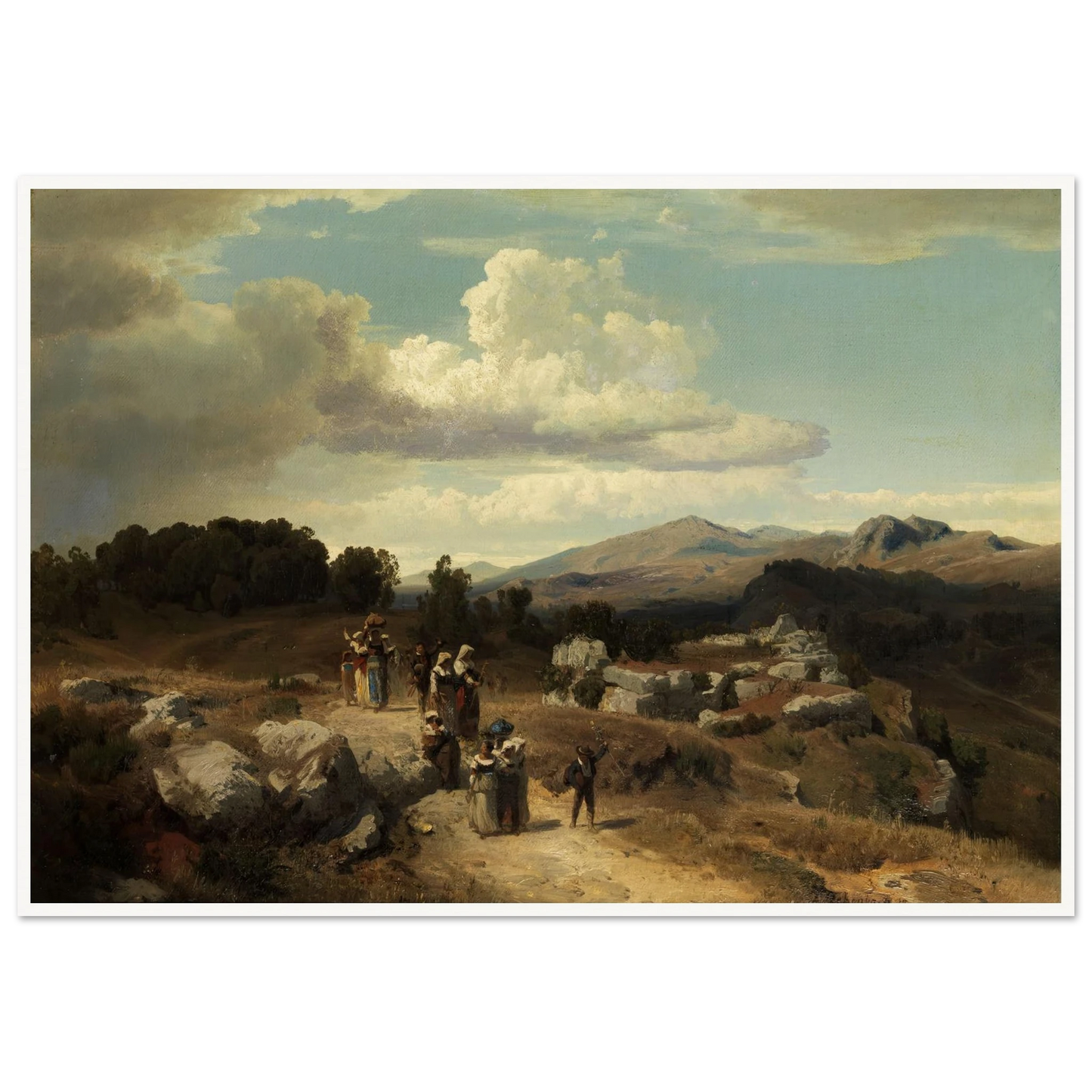 Sunday walk in the Roman countryside (1882) Art Print | Oswald Achenbach-Quipham Collections