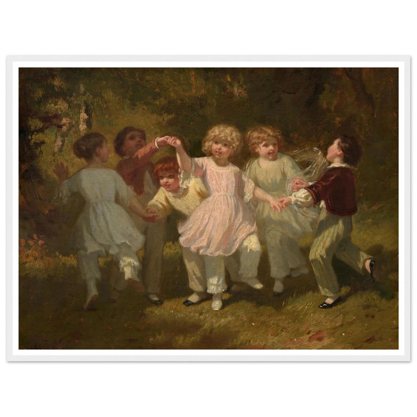 Children Playing in a Park (c. 1860) Art Print | Hugues Merle-Quipham Collections
