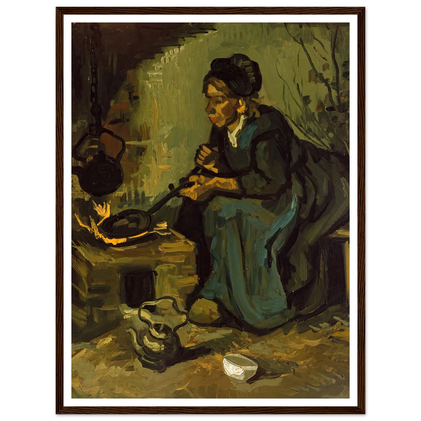 Peasant Woman Cooking by a Fireplace (1885) Art Print | Vincent van Gogh-Quipham Collections