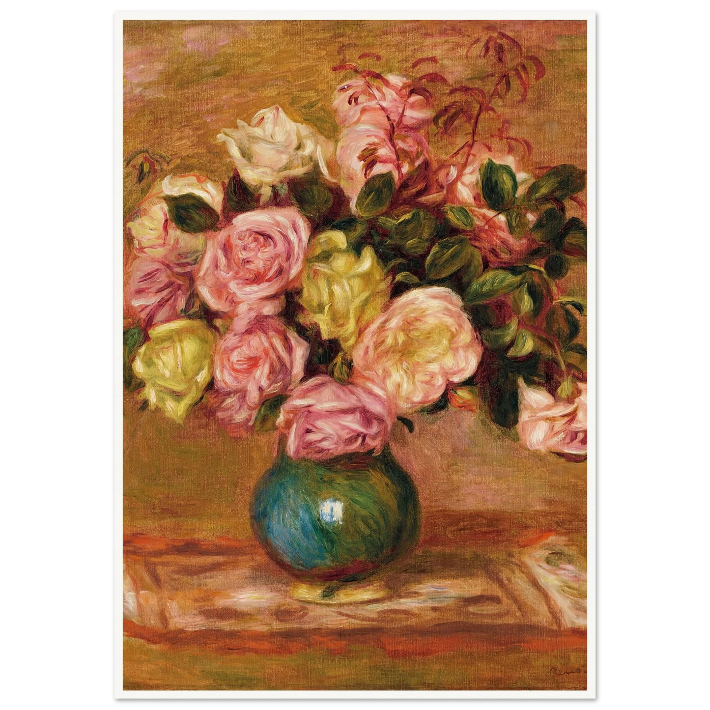 Bouquet de roses dans un vase (1906) Art Print | Pierre Auguste Renoir-Quipham Collections