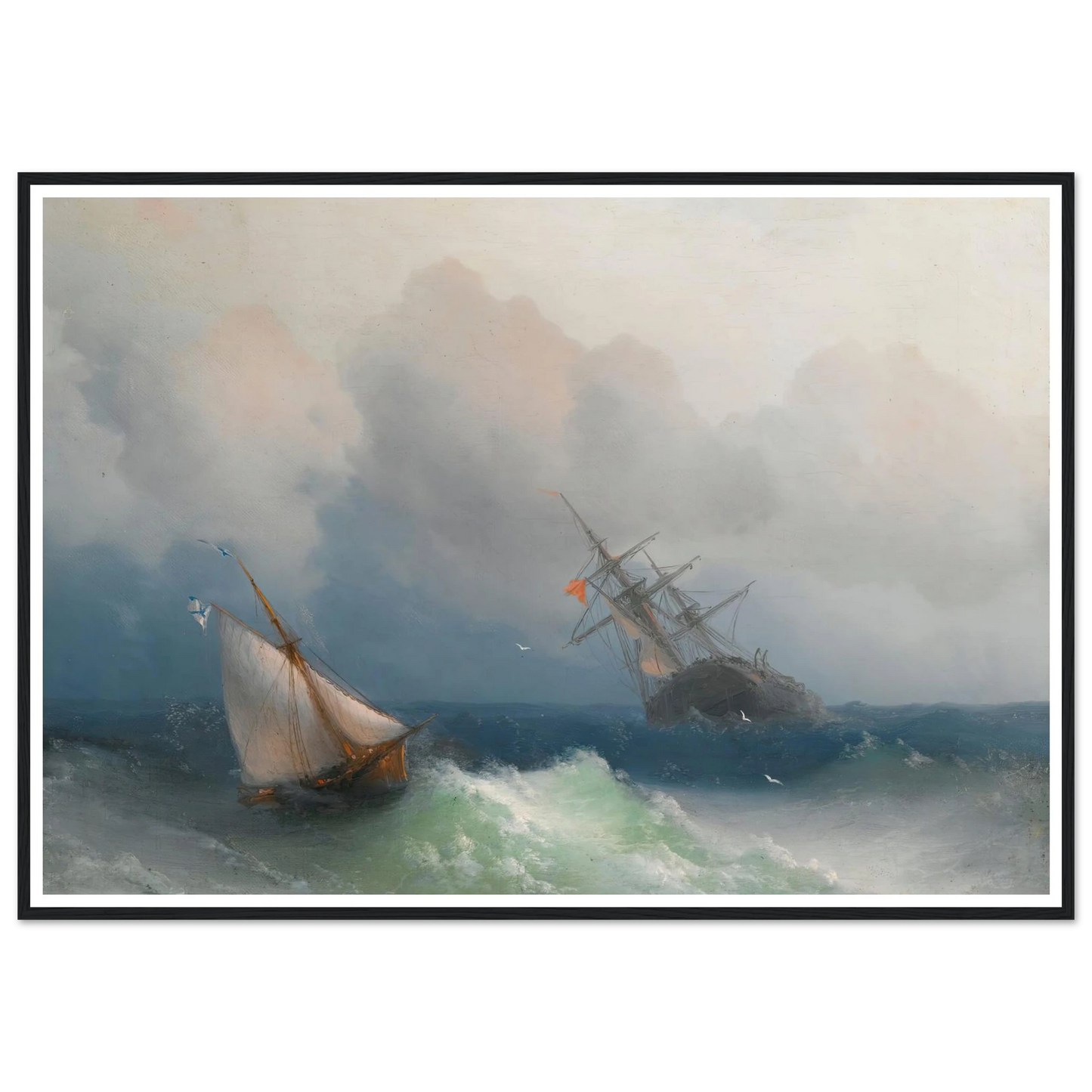 Two Ships At Sea (1863) Art Print | Ivan Konstantinovich Aivazovsky-Quipham Collections