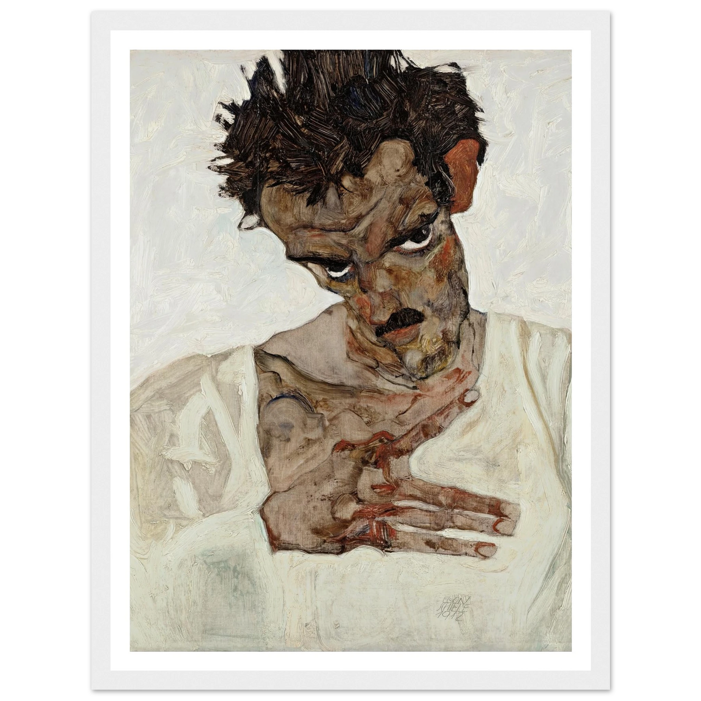 Self-Portrait With Lowered Head (1912) Art Print | Egon Schiele-Quipham Collections