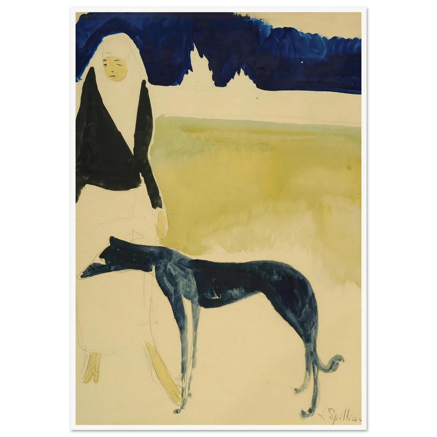 Femme Au Lévrier (1917) Art Print | Leon Spilliaert-Quipham Collections