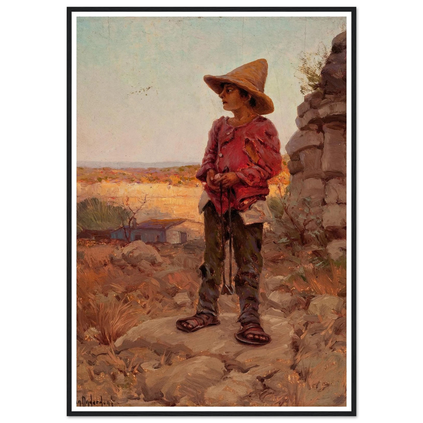 Goat Herder at the San Antonio Quarry (1909) Art Print | Julian Onderdonk-Quipham Collections