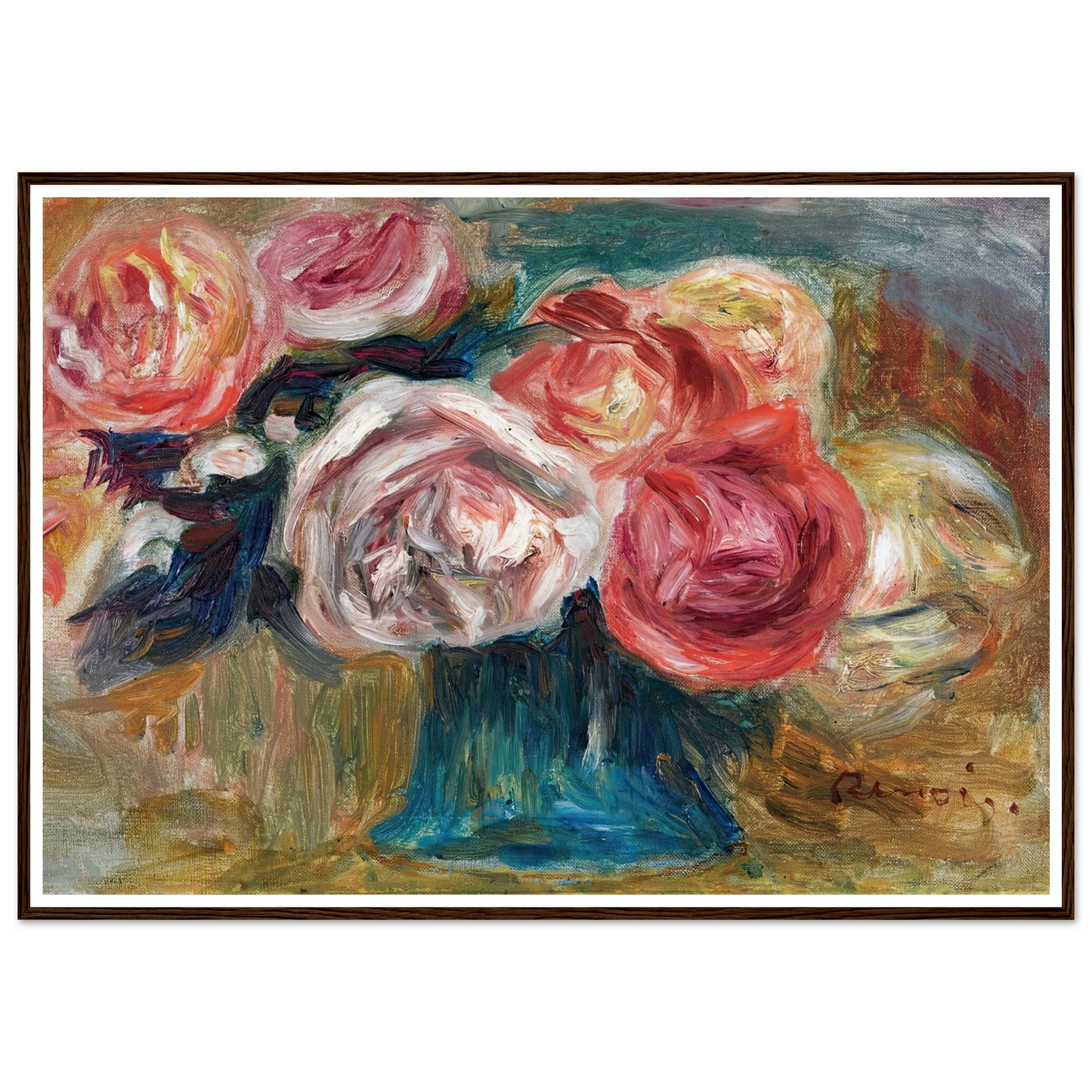 Bouquet De Roses Dans Un Vase Art Print | Pierre Auguste Renoir-Quipham Collections