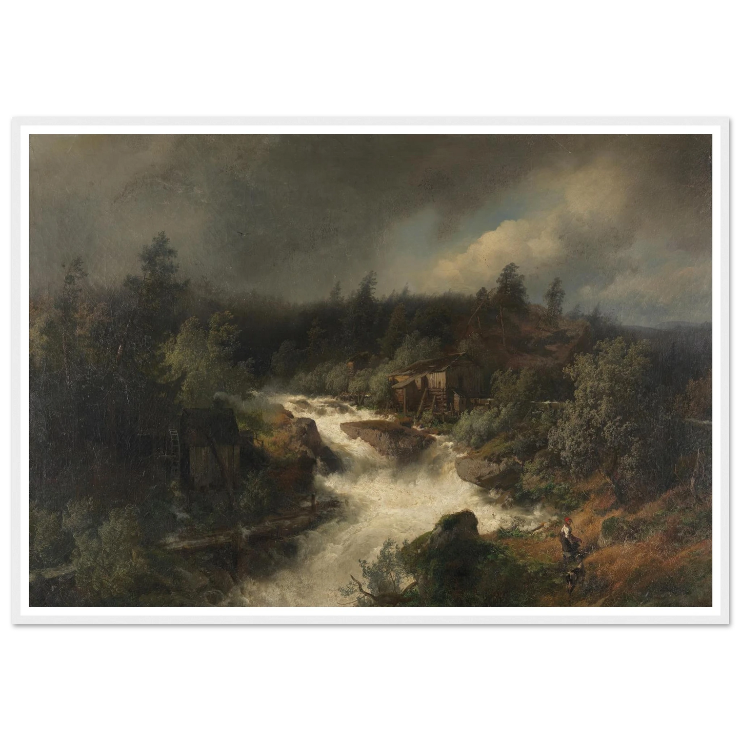 Wassermühle am tosenden Gebirgsbach (1870) Art Print | Hermann Ottomar Herzog-Quipham Collections
