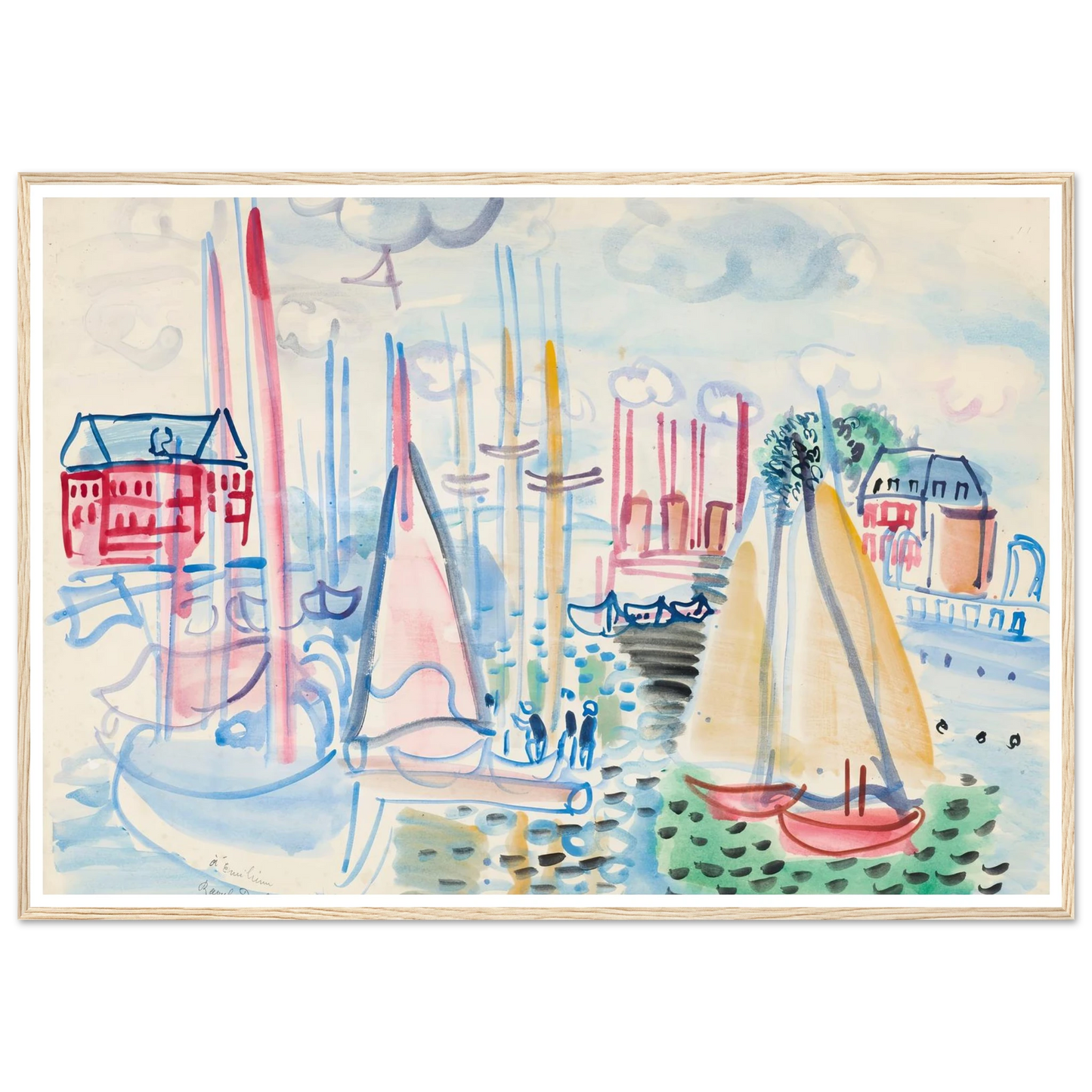 Voiliers dans le port de Deauville (1929) Art Print | Raoul Dufy-Quipham Collections