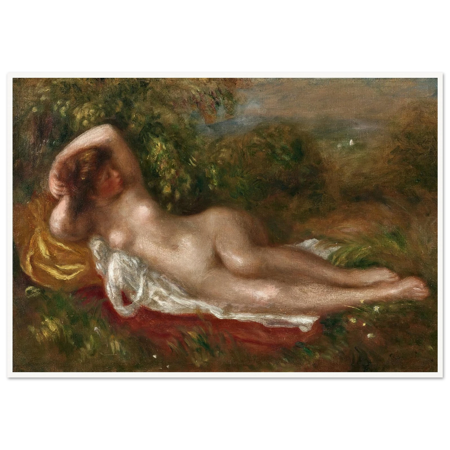 Jeune femme nue couchée dans l’herbe (circa 1900) Art Print | Pierre Auguste Renoir-Quipham Collections
