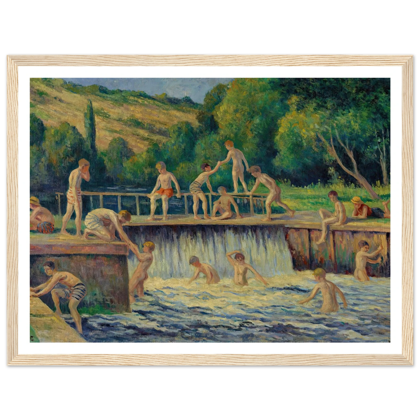 La baignade à Bessy-sur-Cure (circa 1908) Art Print | Maximilien Luce-Quipham Collections