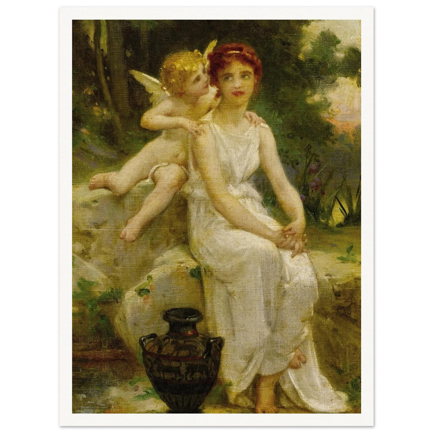 Cupid Whispering to a Young Maiden Art Print | Guillaume Seignac-Quipham Collections