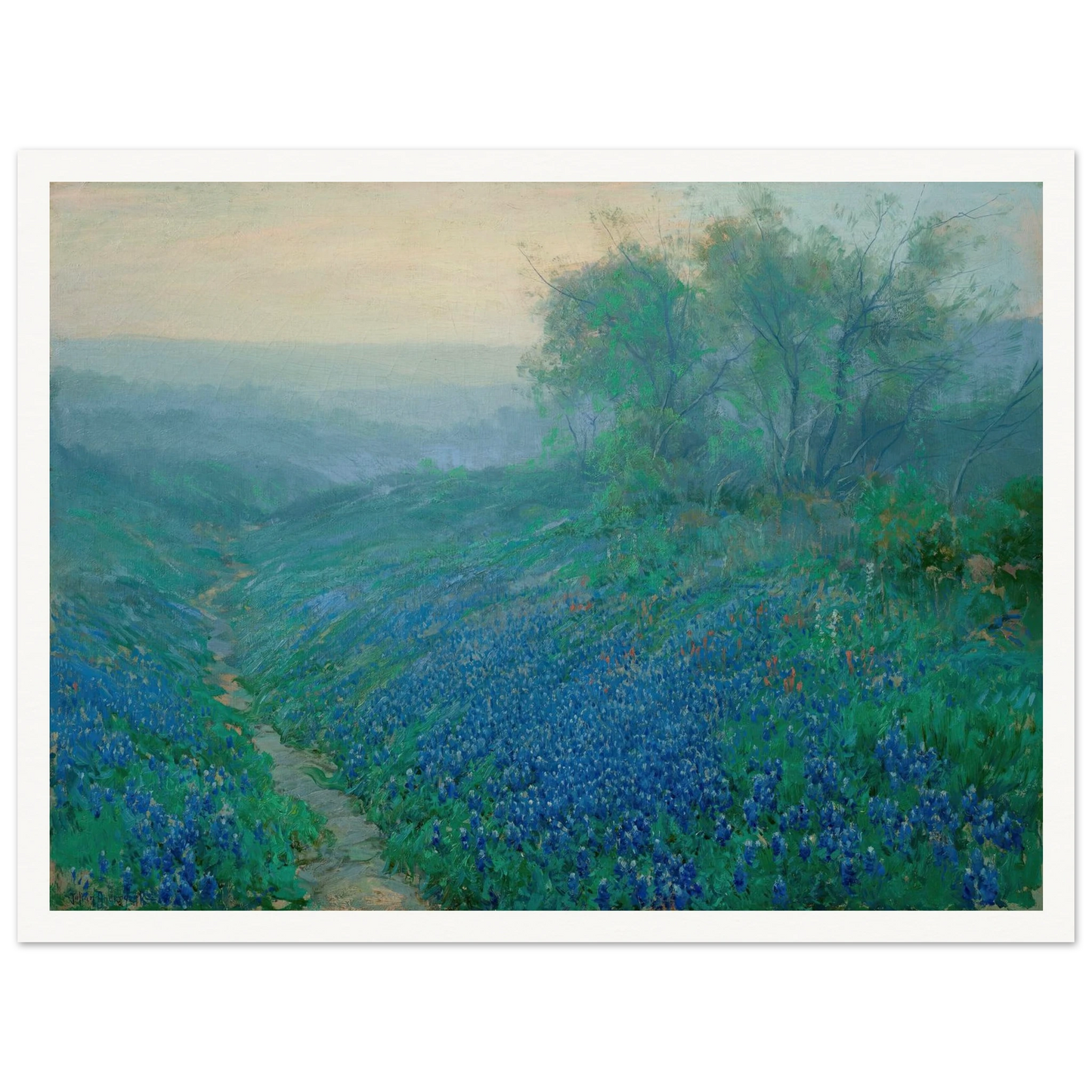 Bluebonnets at Dawn, North of San Antonio (1915) Art Print | Julian Onderdonk-Quipham Collections