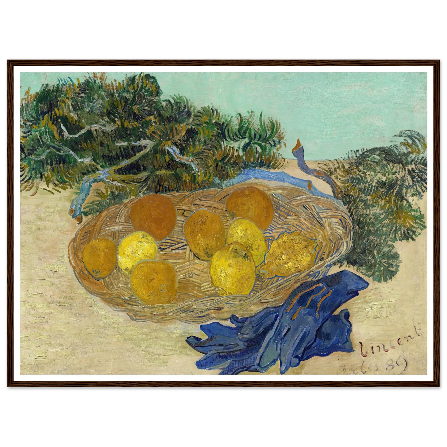 Still Life of Oranges and Lemons with Blue Gloves (1889) Art Print | Vincent van Gogh-Quipham Collections