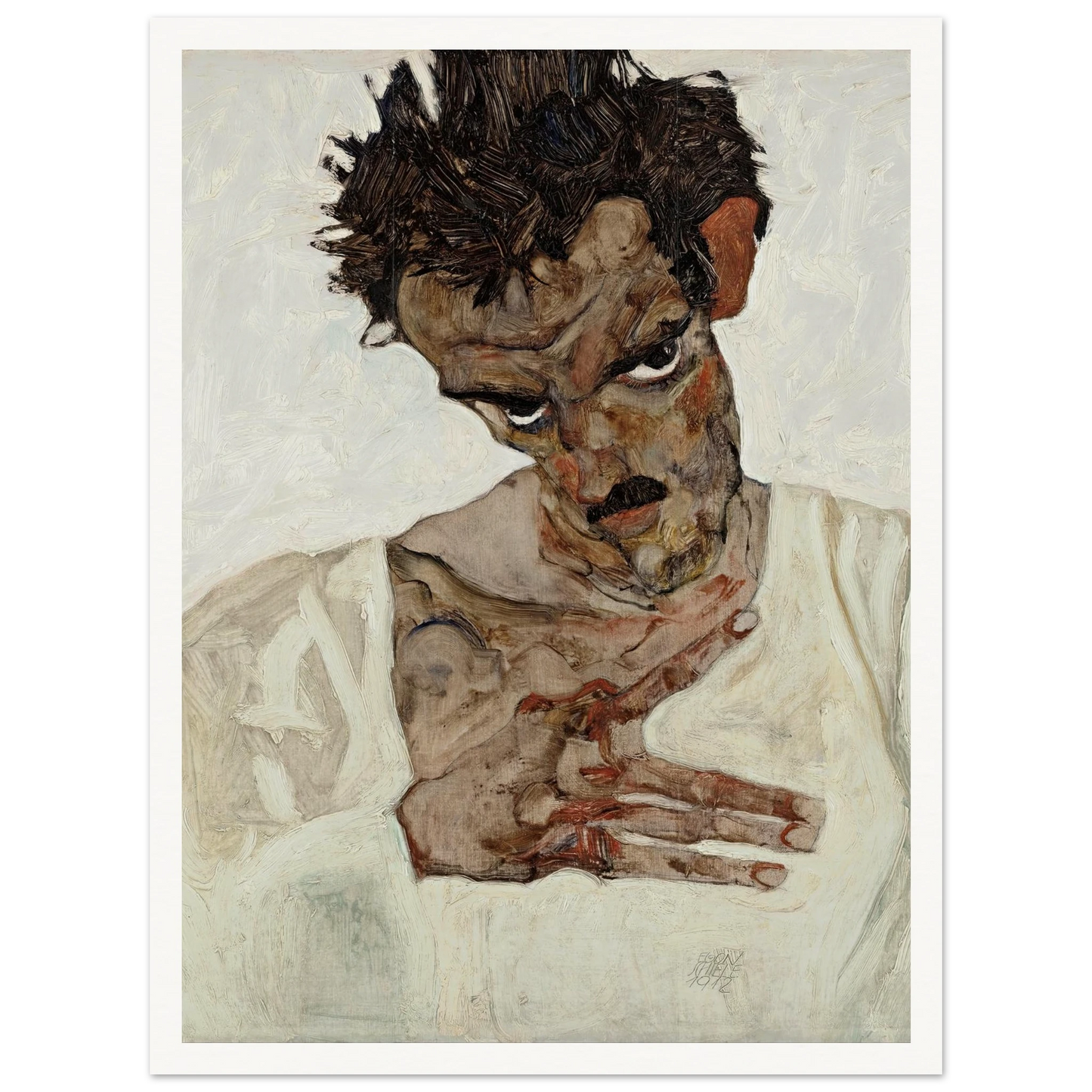 Self-Portrait With Lowered Head (1912) Art Print | Egon Schiele-Quipham Collections