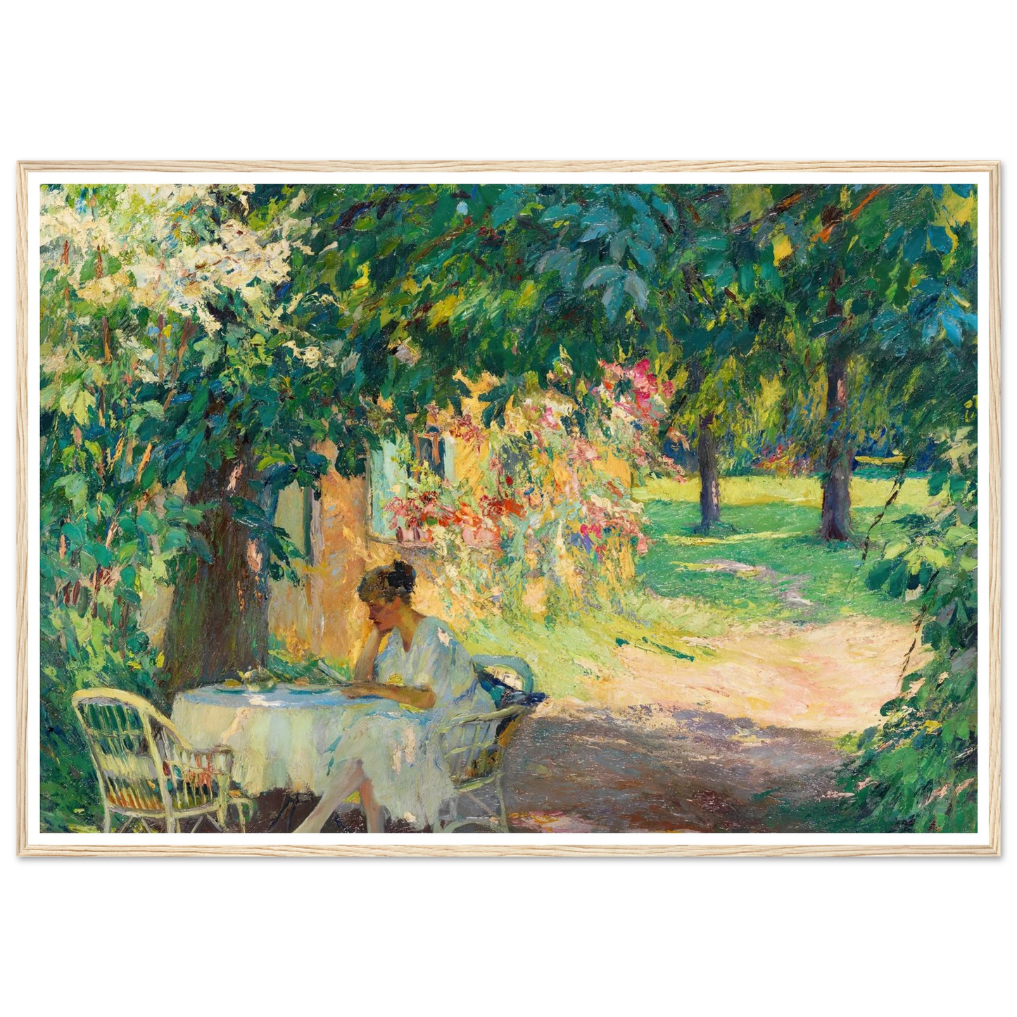 Summer in the garden of the artist’s villa on Lake Starnberg (1920) Art Print | Edward Cucue-Quipham Collections