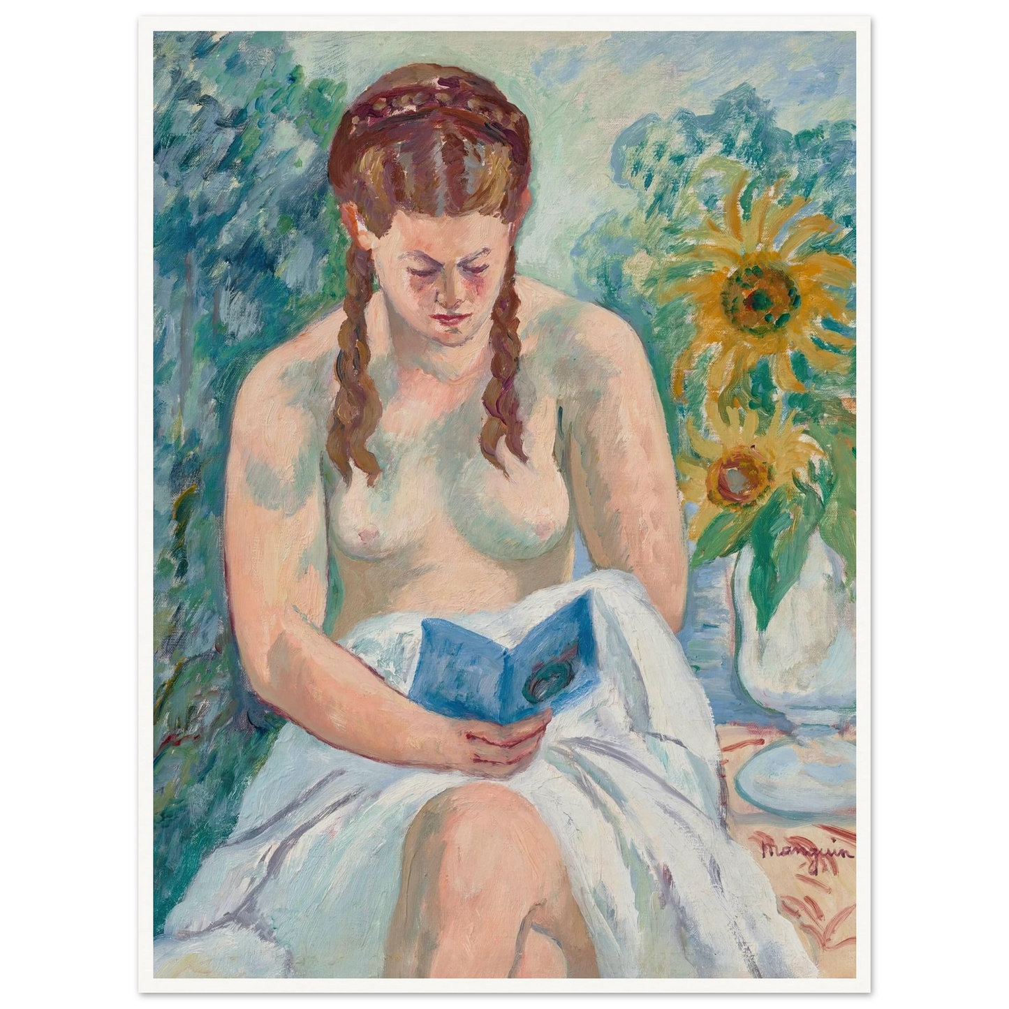 Geneviève Sauty nue lisant (1945) Art Print | Henri Manguin-Quipham Collections
