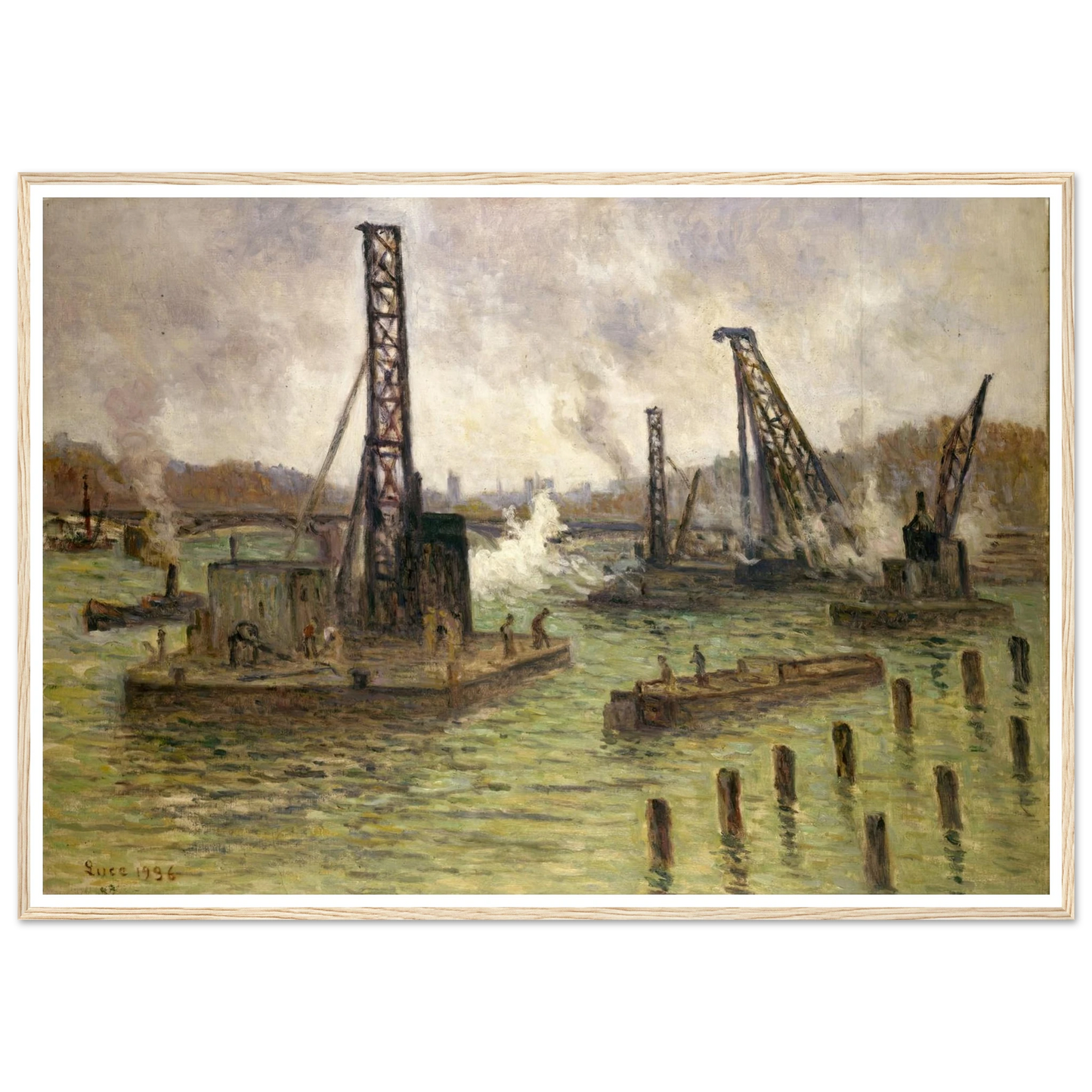 Travaux sur la Seine, au pont des Saints-Pères (1936) Art Print | Maximilien Luce-Quipham Collections